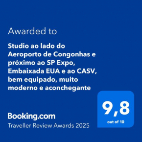Studio ao lado do Aeroporto de Congonhas e próximo ao SP Expo, Embaixada EUA e ao CASV, bem equipado, muito moderno e aconchegante